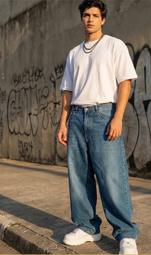 Wide Baggy Jeans Larga