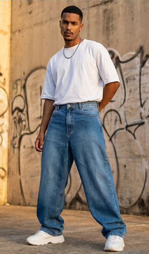 Wide Baggy Jeans Larga